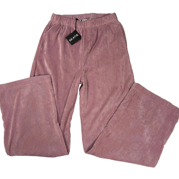 Skatie Pants - Skatie Corduroy Pants Women S Pink Wide Leg Baggy Venice Pull On Stretch NWT